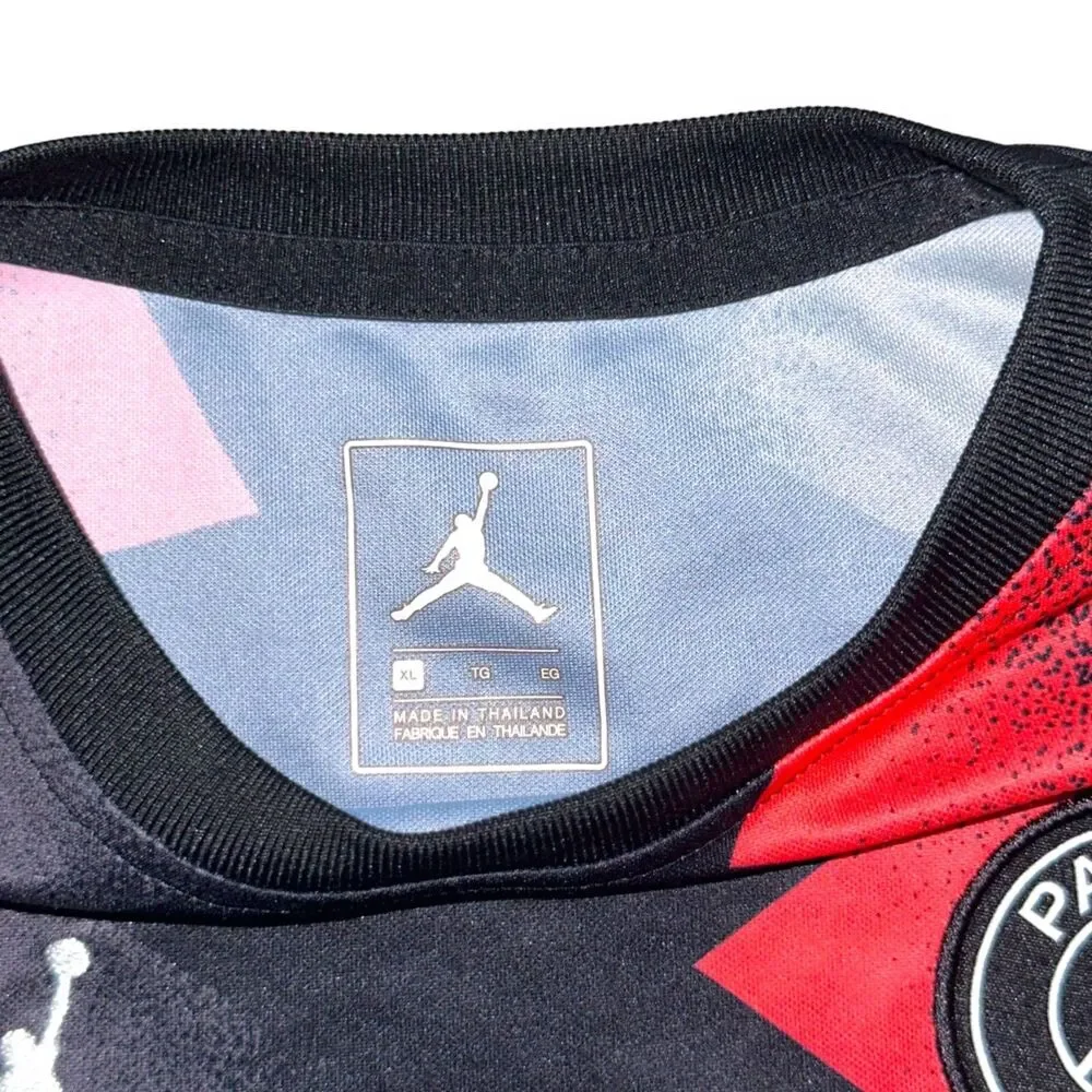 Jordan Vintage Rare PSG National Soccer Jersey Silky Red Black Shirt